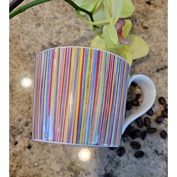 Starbucks 2008 Multi Color Rainbow Stripe 13 oz Ceramic Coffee Mug - Picture 1 of 8